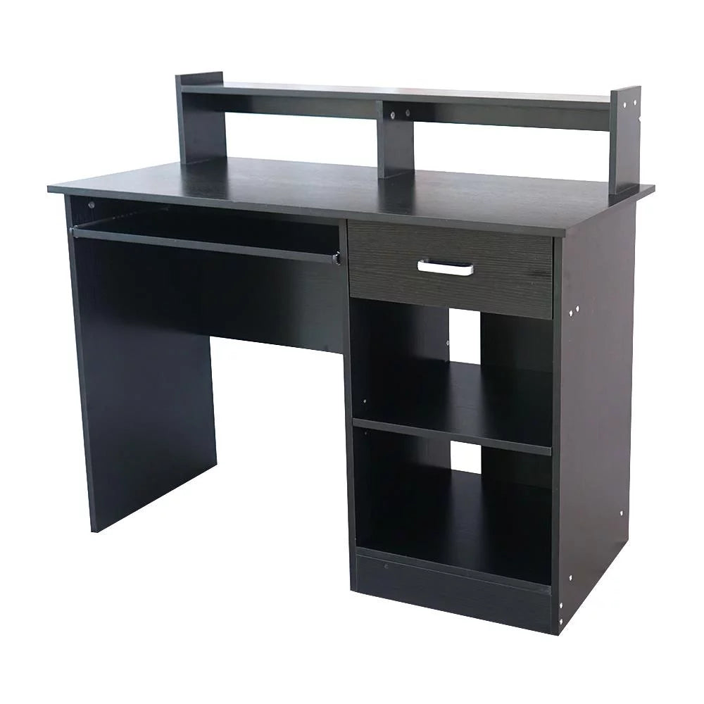 Black Computer Desk with Drawer and Keyboard Tray F594