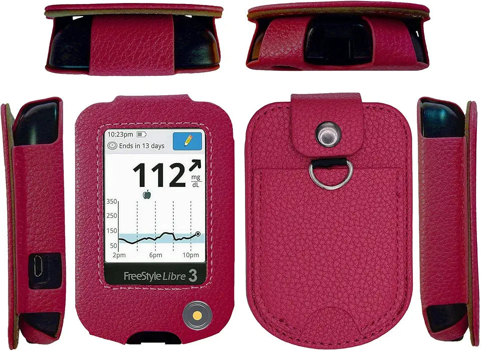 Leather Case with Screen Protector and Pocket for Freestyle Libre 3, Freestyle Libre 2 G958303
