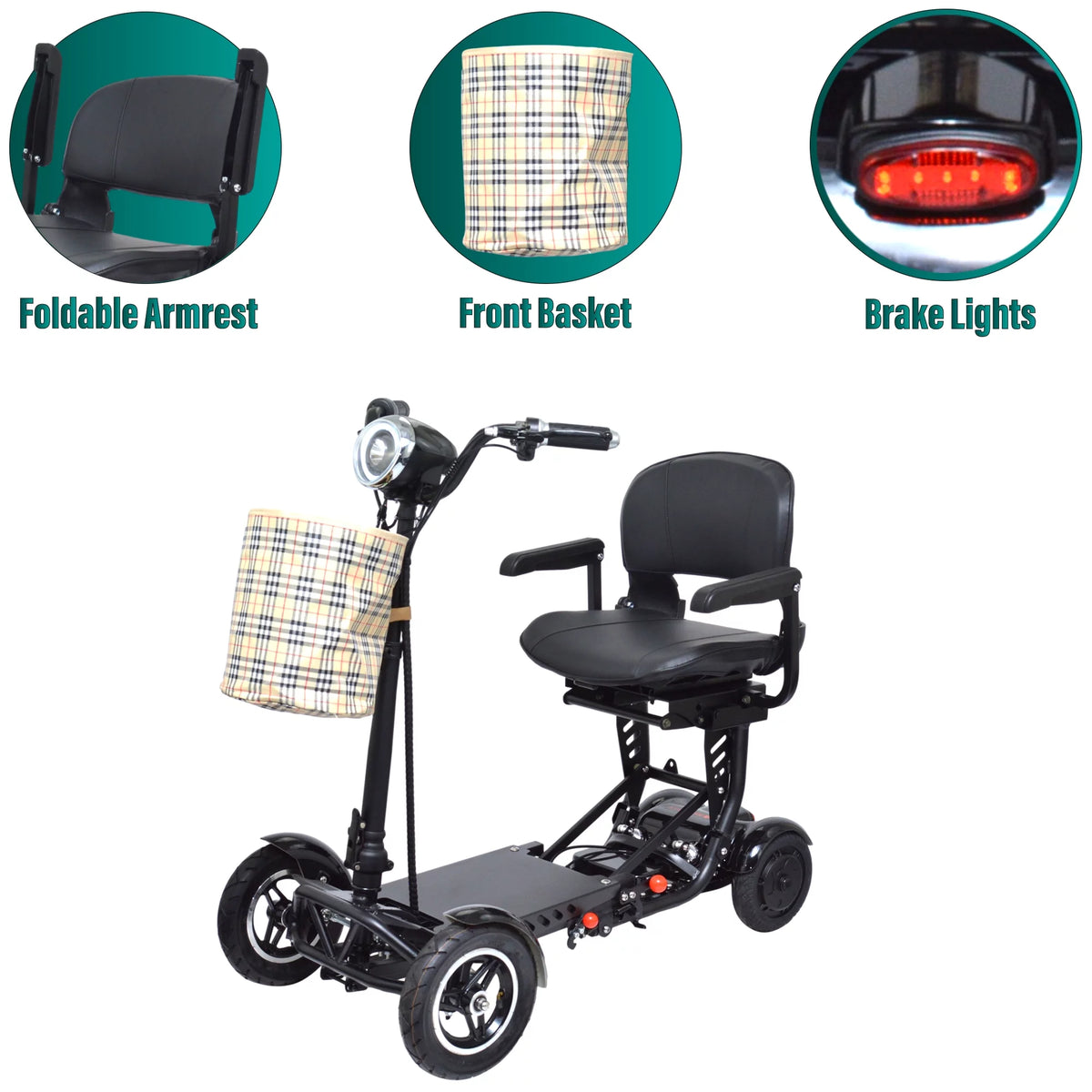 4 Wheel Foldable Powered Mobility Scooter with Seat W15287