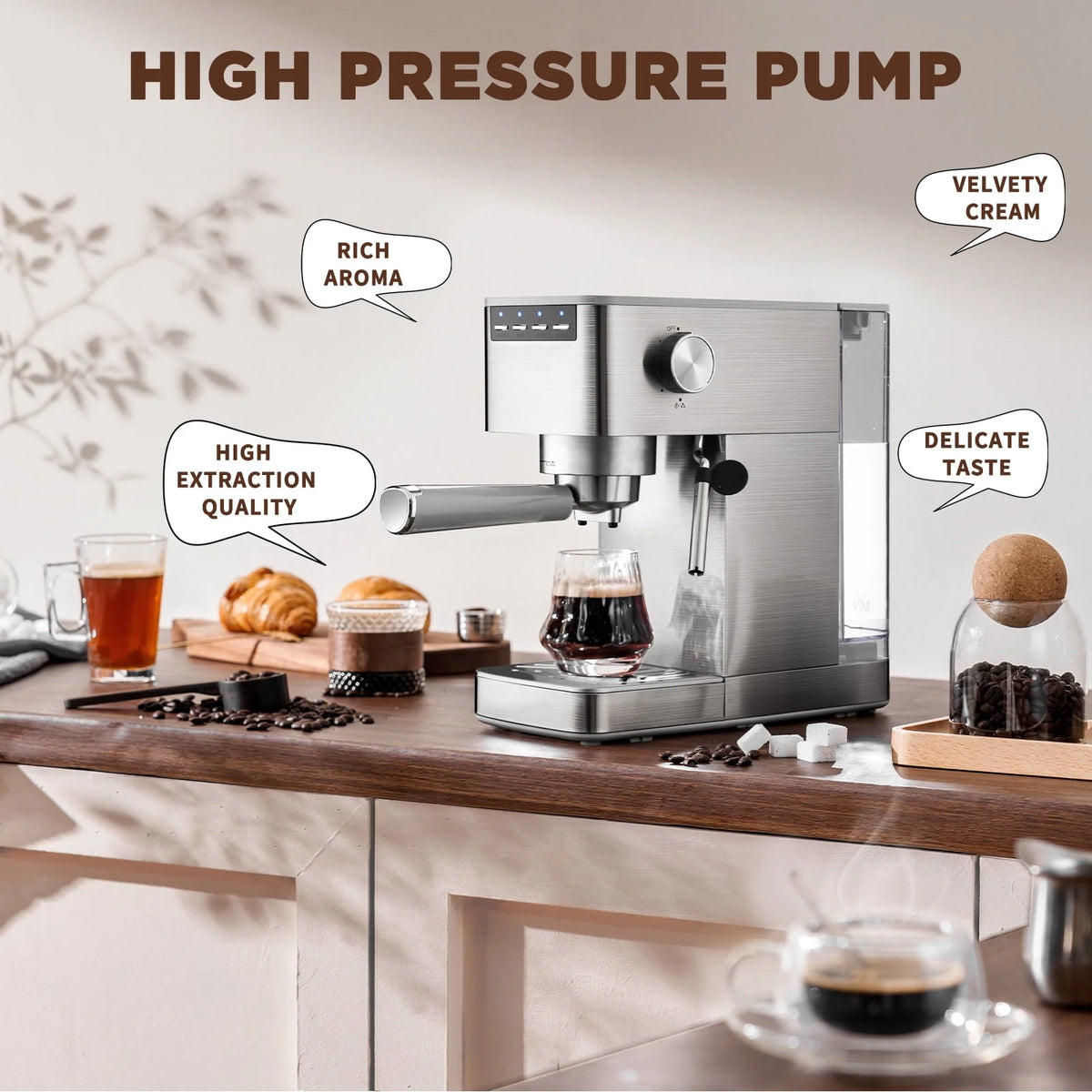 Espresso Machine with Milk Frother and 41 oz Water Tank X780