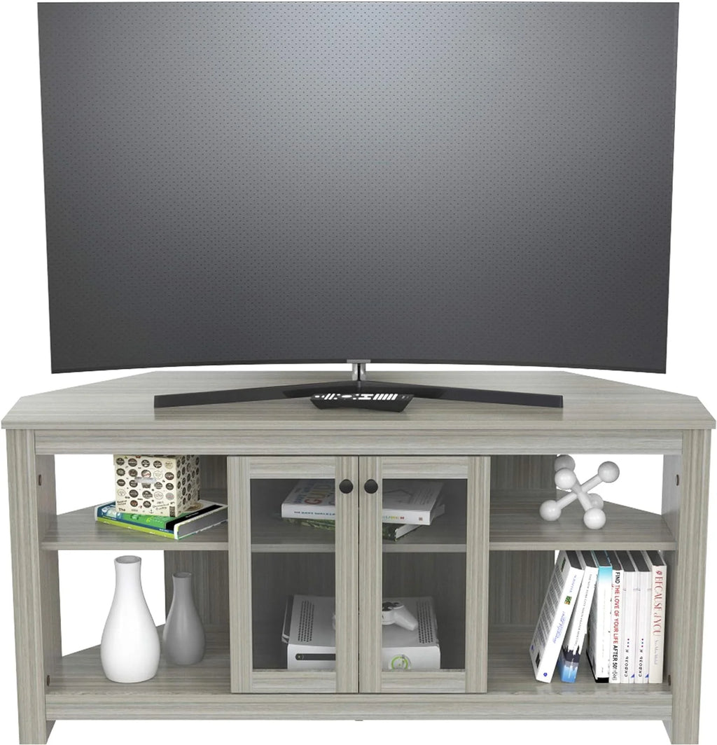 Oak Corner TV Stand with Glass Doors T27451