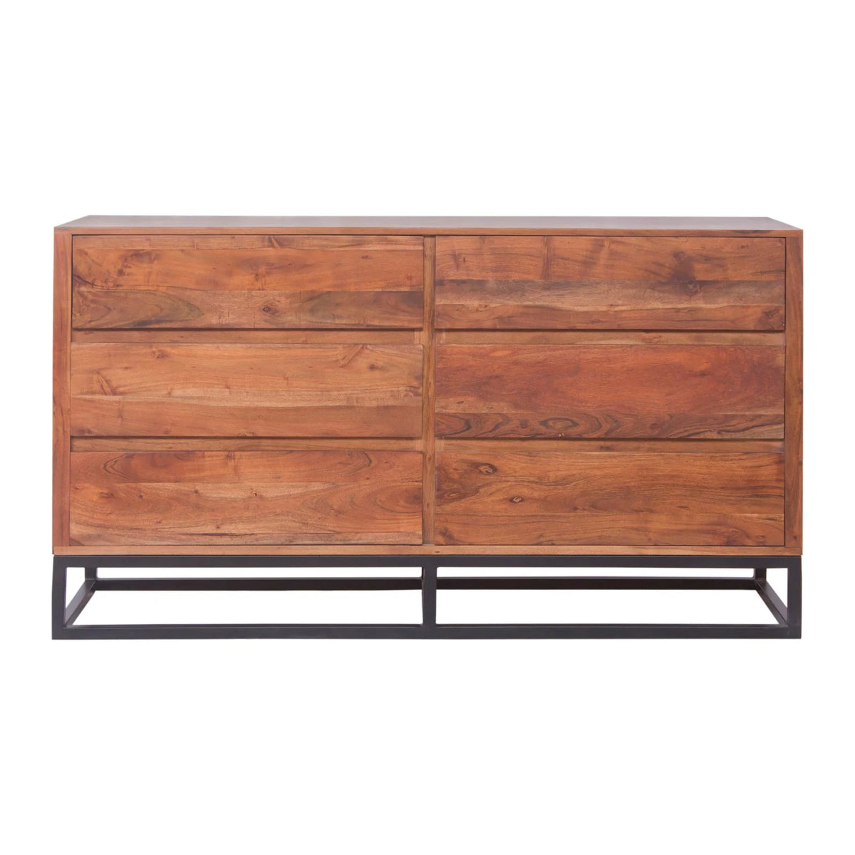 Acacia Wood Dresser or Display Unit Walnut Brown & Black U3374