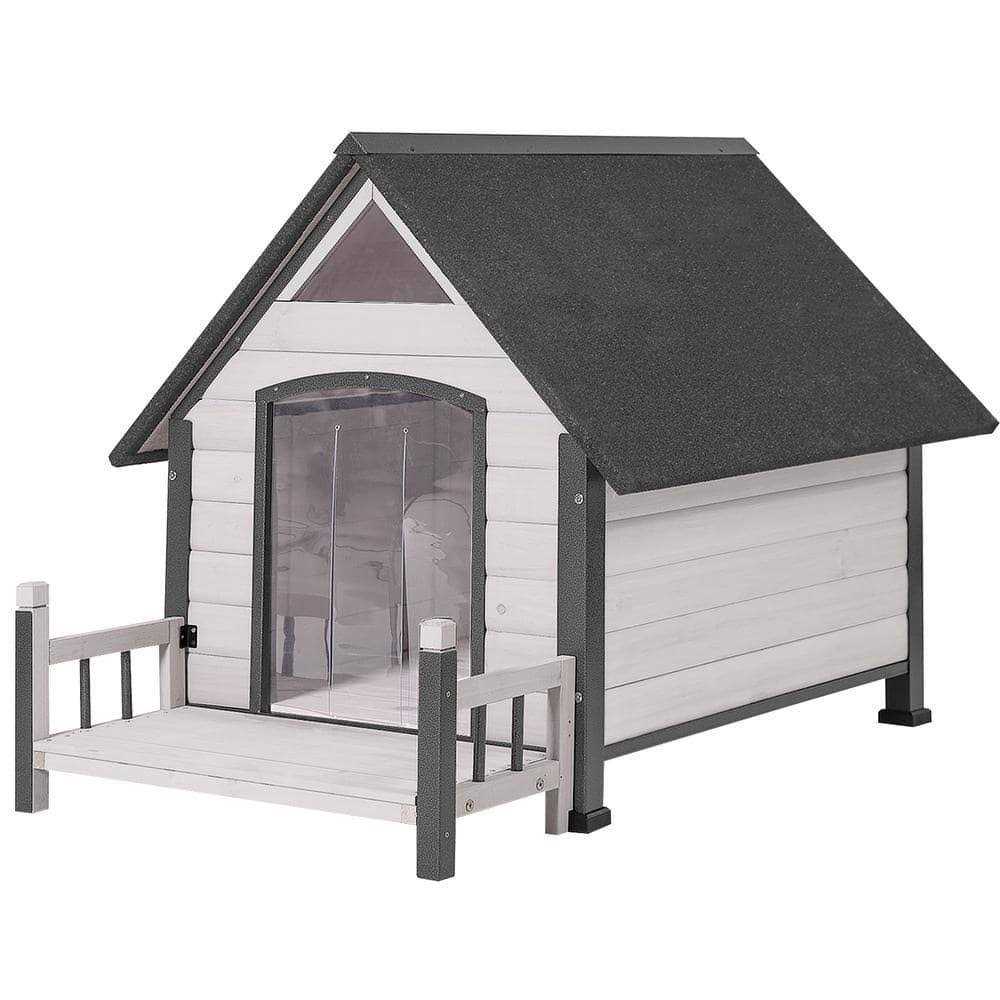Outdoor Dog House with Porch Iron Frame R40619