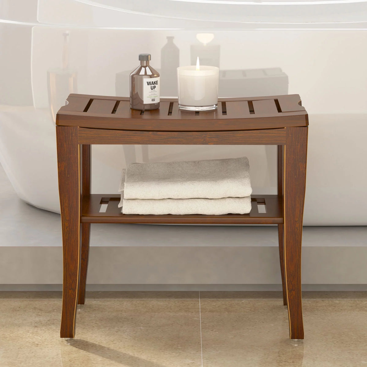 Bamboo Wood Non-Slip Shower Bench A9060