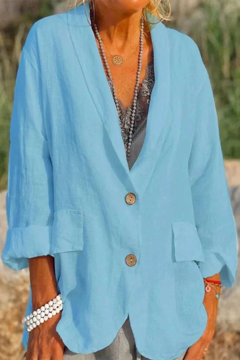 Solid Turn-back Collar Outerwear D814985