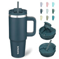 30 oz Stainless Steel Insulated Tumbler with Handle and Straw J741