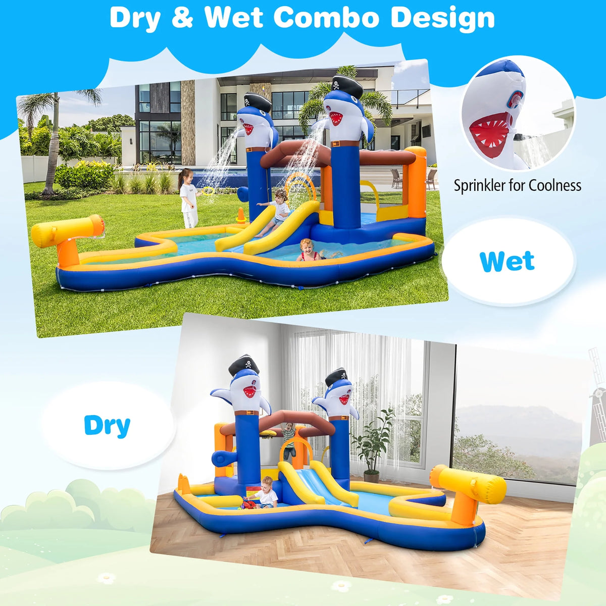 Inflatable Water Slide Park Bounce House Splash Pool K6386