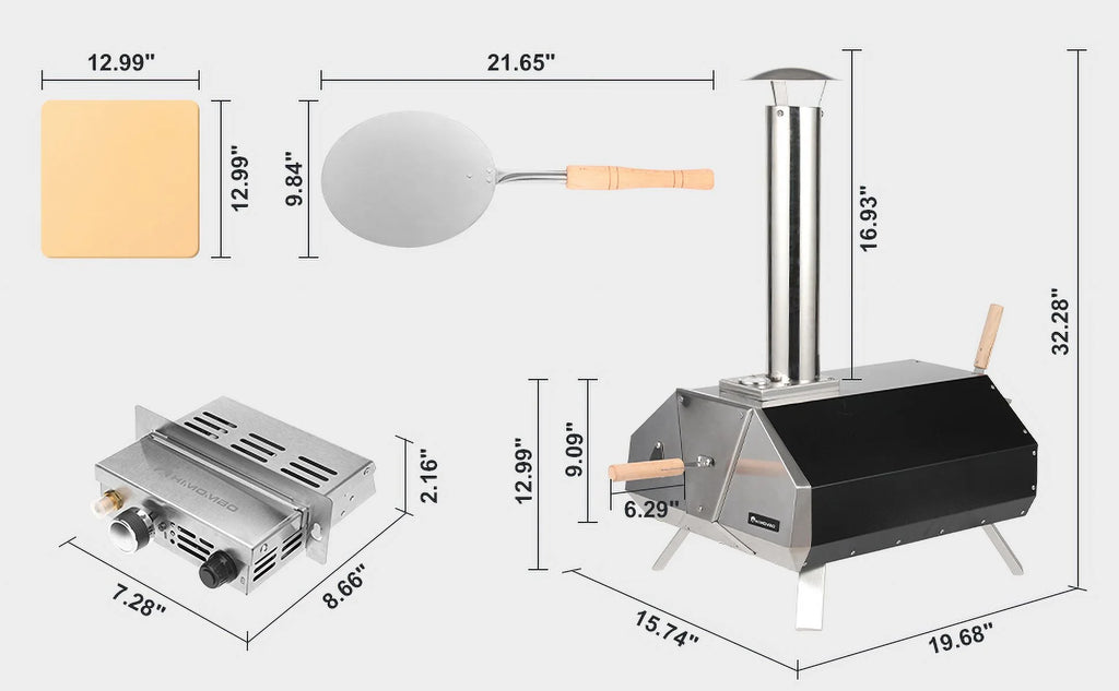 13 Multi-Fuel Pellet Fired Pizza Oven with Pizza Stone E384420