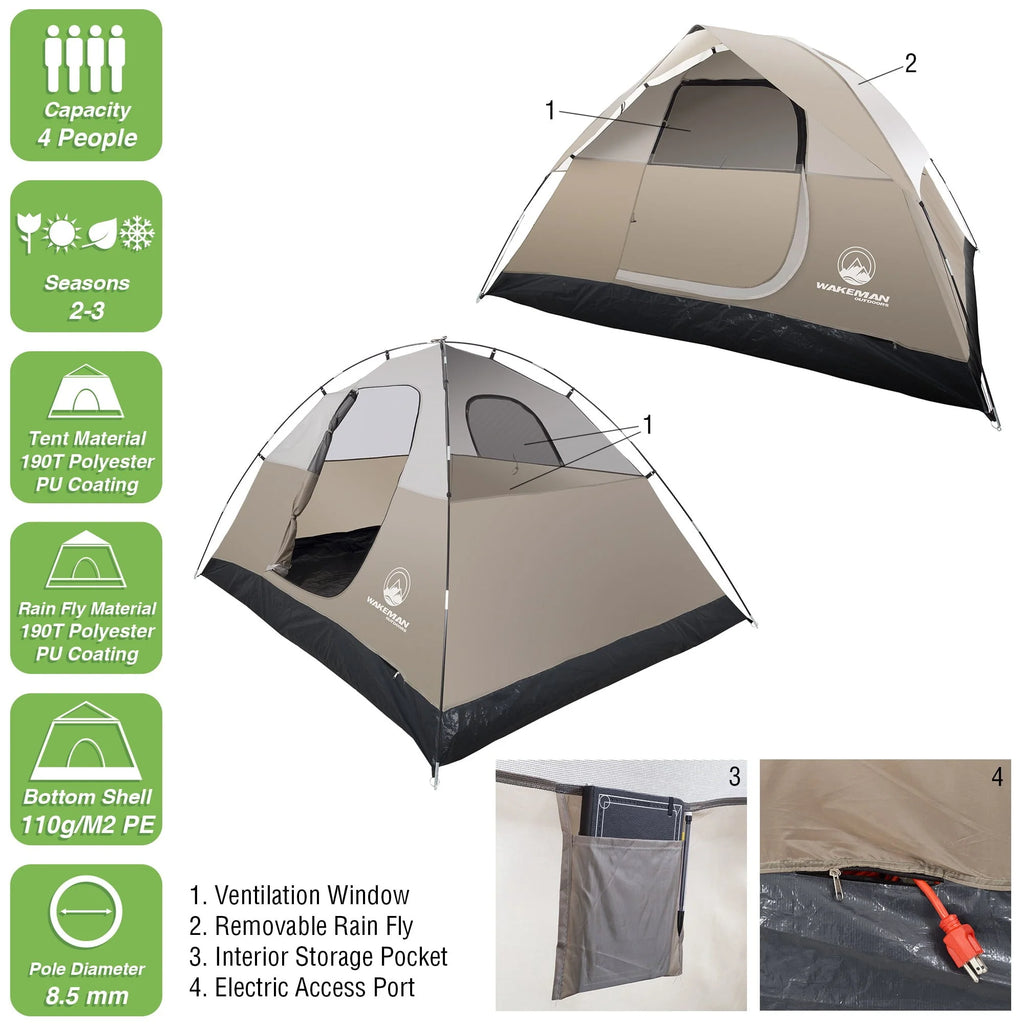 4-Person Water Resistant Dome Tent with Carry Bag Q372759