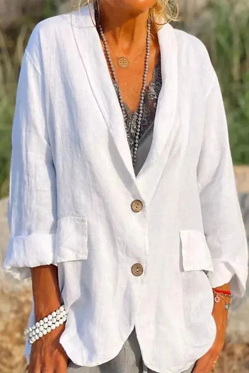 Solid Turn-back Collar Outerwear D814985