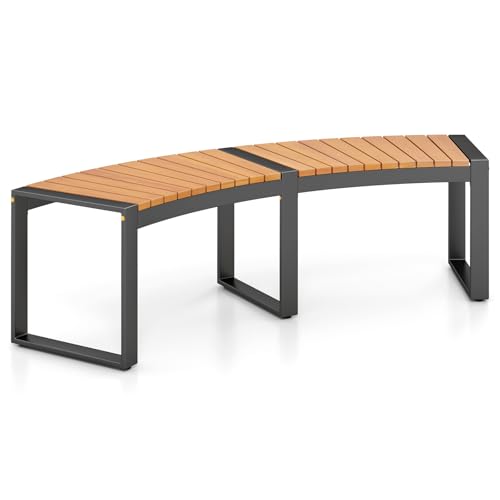 Acacia Wood Firepit Bench with Metal Frame Q8481