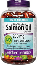 Wild Alaskan Salmon Oil 200 mg EPA/DHA 220 Clear Enteric Softgels O742