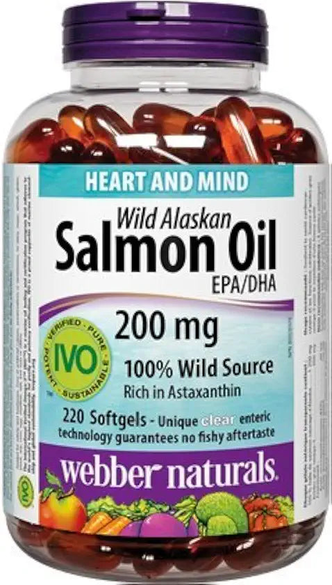 Wild Alaskan Salmon Oil 200 mg EPA/DHA 220 Clear Enteric Softgels O742