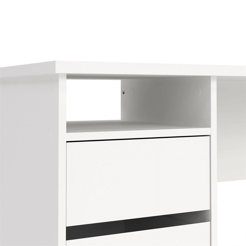 White Writing Desk with 3 Storage Drawers and Open Shelf I820667