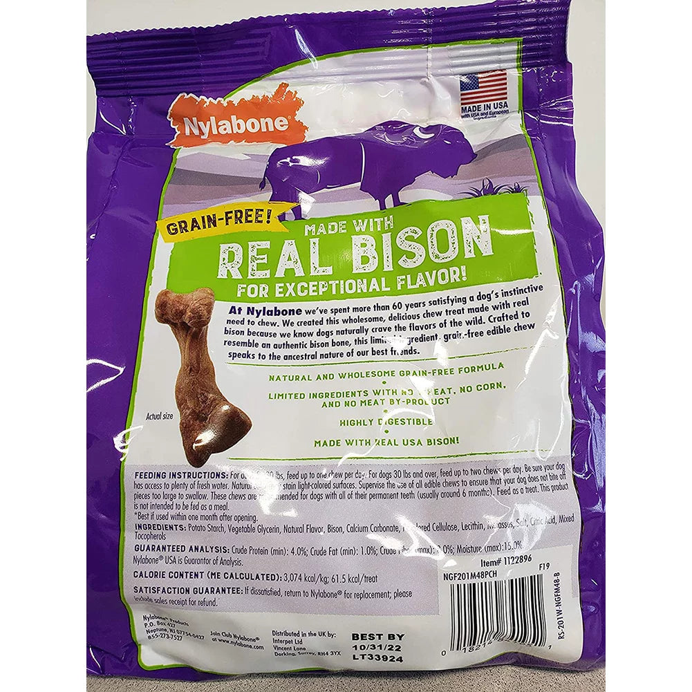 Grain Free Edible Dog Chew with Real Bison 40 Chew B4519