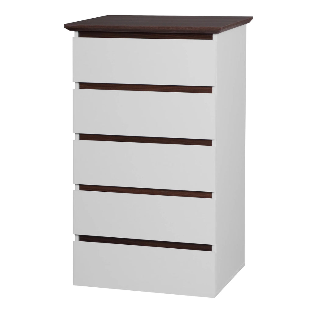 White 5-Drawer Dresser with Wood Top R7349