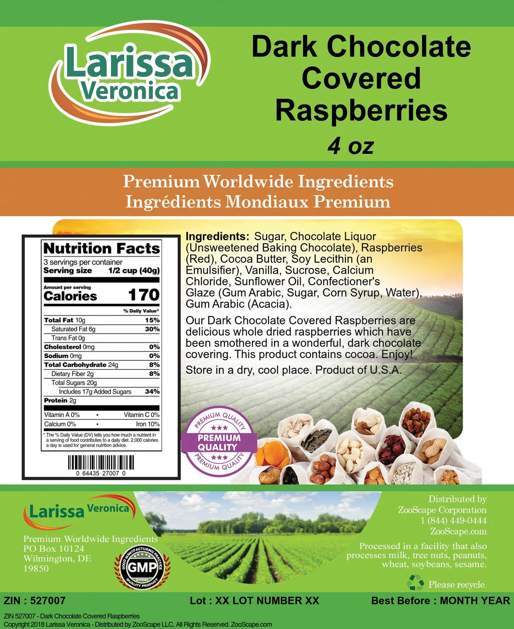 Dark Chocolate Covered Raspberries 4 oz 2-Pack R406710