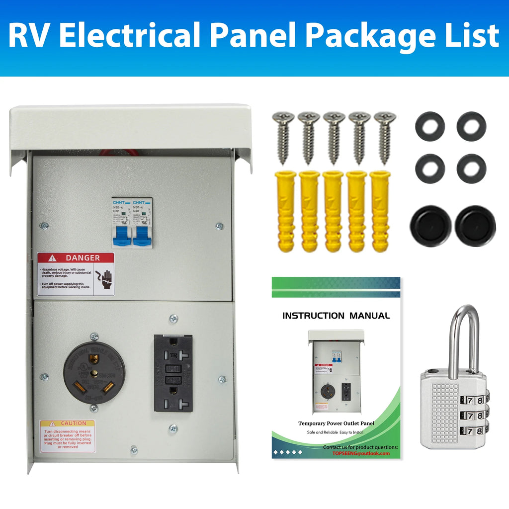 Prewired 30 Amp RV Power Outlet Box & 20 Amp GFCI Receptacle O8770