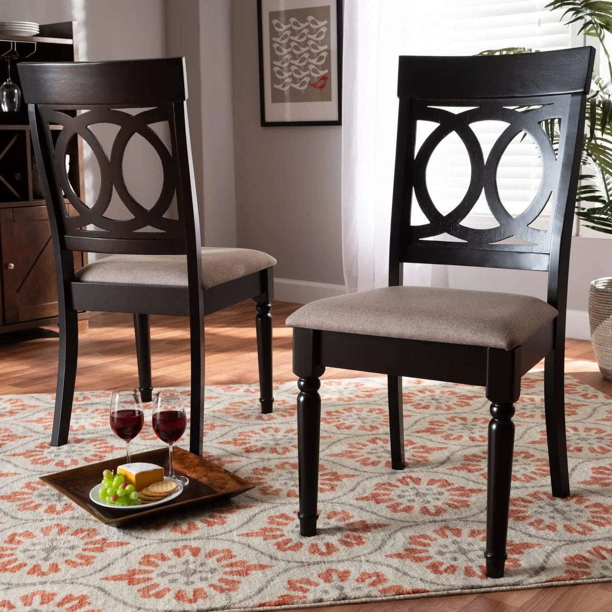 Sand Fabric Upholstered 2-Piece Dining Chair Set V834380