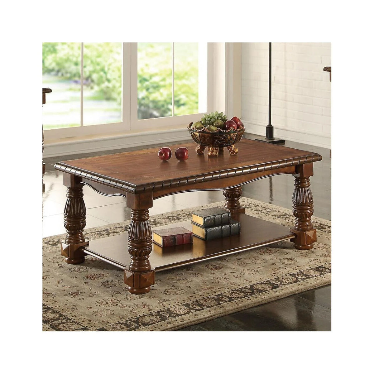 Handmade Rubber Wood Ash Burl Coffee Table E49207