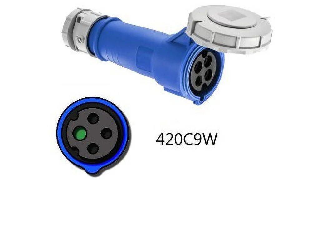 20A 250V 3 Pole 4 Wire Watertight Blue Nylon Female Pin and Sleeve Connector T33165