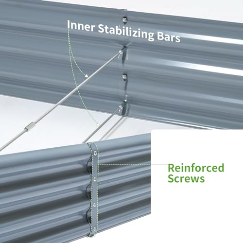 2 Pack 8×4×1ft Galvanized Metal Raised Garden Bed A628