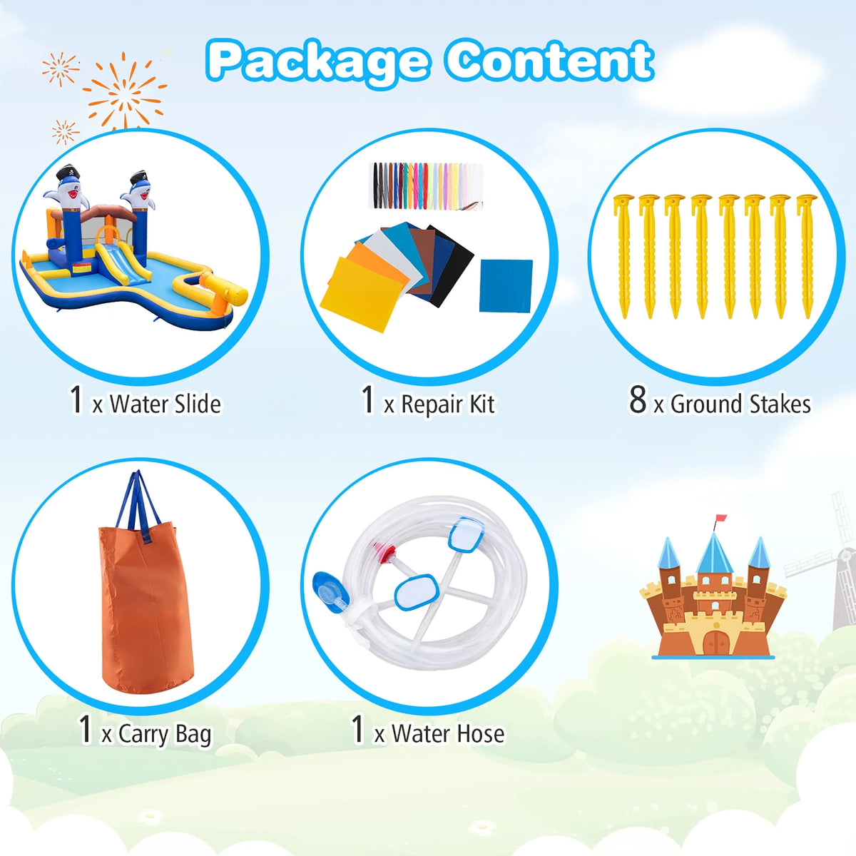 Inflatable Water Slide Park Bounce House Splash Pool K6386