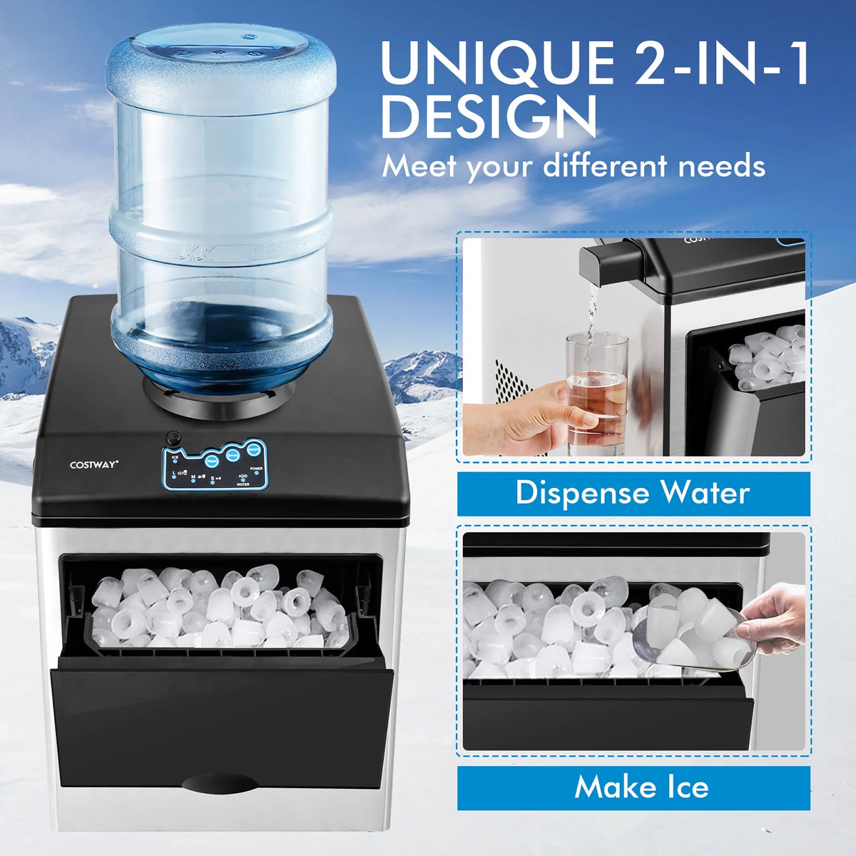 Stainless Steel Countertop Ice Maker Water Dispenser F90532