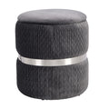 Gray Velvet Round Storage Ottoman C51345
