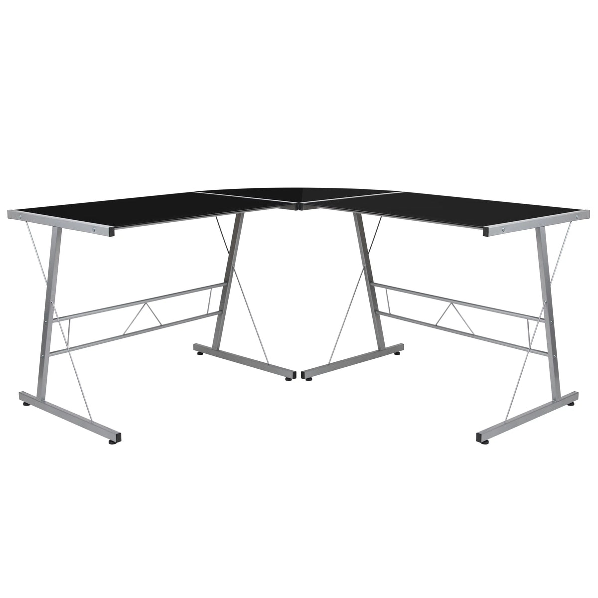 L-Shaped Gaming Desk with Black Tempered Glass Top A56230