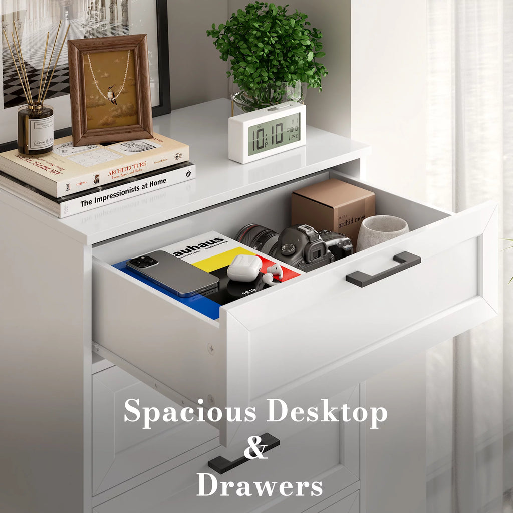 White 6 Drawer Tall Dresser H996