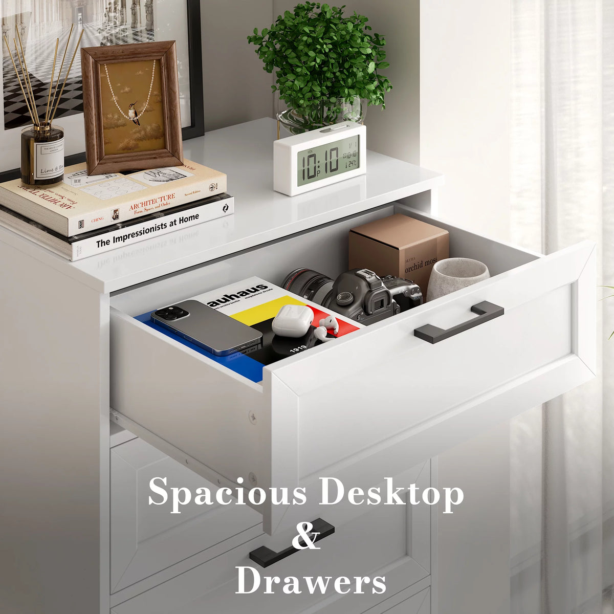 White 6 Drawer Tall Dresser H996
