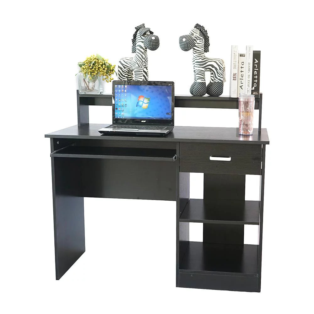 Black Computer Desk with Drawer and Keyboard Tray F594
