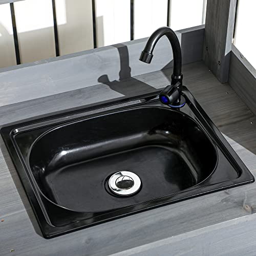 Wooden Potting Bench Table with Sink and Drawer C3863