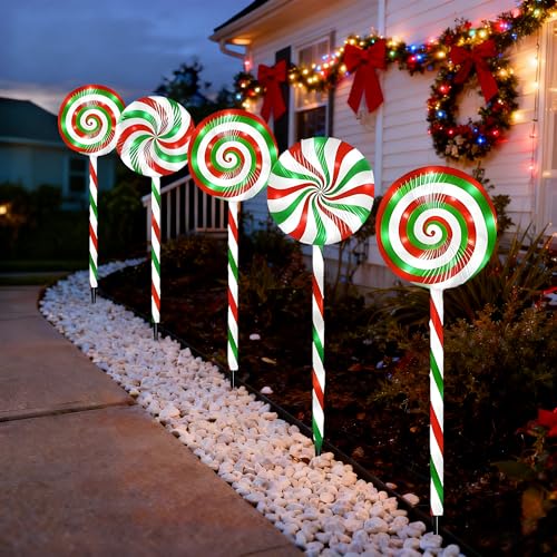 5 Pack Solar Powered Christmas Pathway Lights Y35511