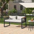 Black Wicker Outdoor Loveseat with Cushion U76069
