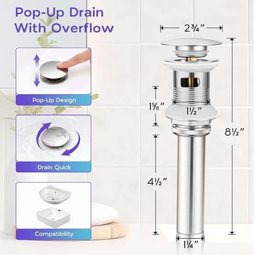 Brushed Nickel Single Handle Waterfall Bathroom Sink Faucet with Pop Up Drain K80843