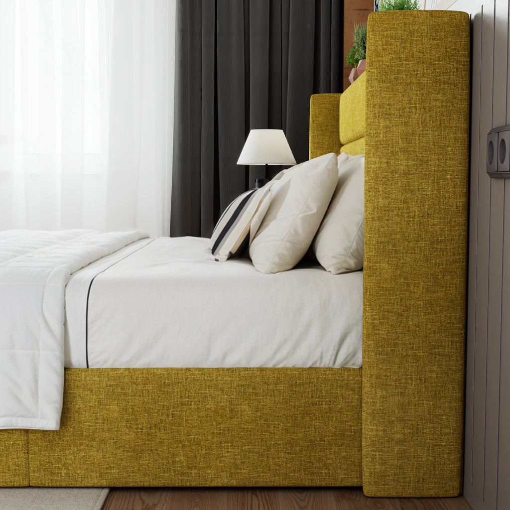 Beige Queen Size Lift Up Platform Bed Frame with Headboard N967
