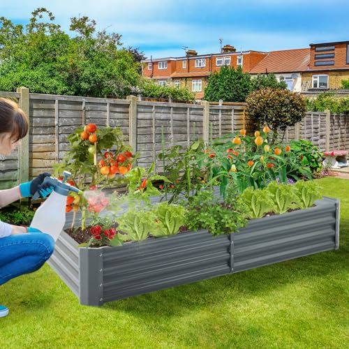 2 Pack 8×4×1ft Galvanized Metal Raised Garden Bed A628
