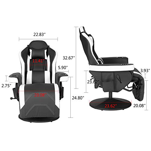 Black Blue Gaming Recliner Chair with Speakers and Massage E68450