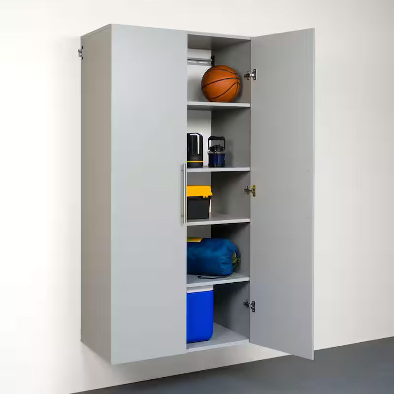 Light Gray 4-Shelf Wall Mounted Garage Cabinet M5370
