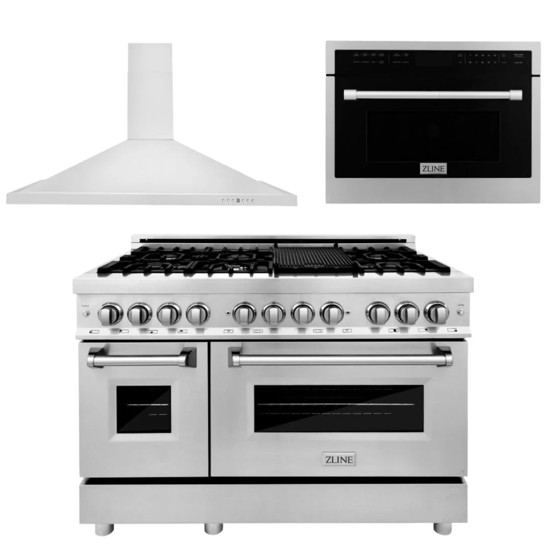 48 In. Dual Fuel Range, Range Hood, Microwave Oven in Stainless Steel R37552