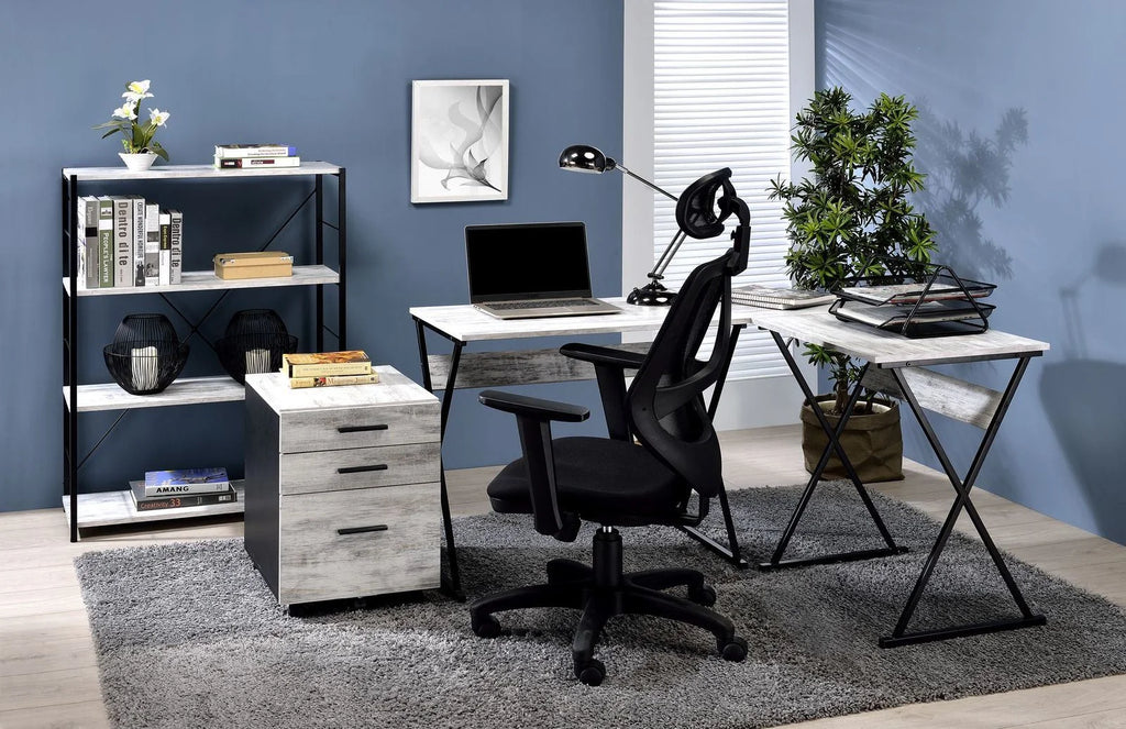 Antique White Black Writing Desk Q9694