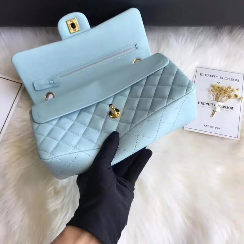 Tiffany Blue Lambskin Leather Flap Bag G81065
