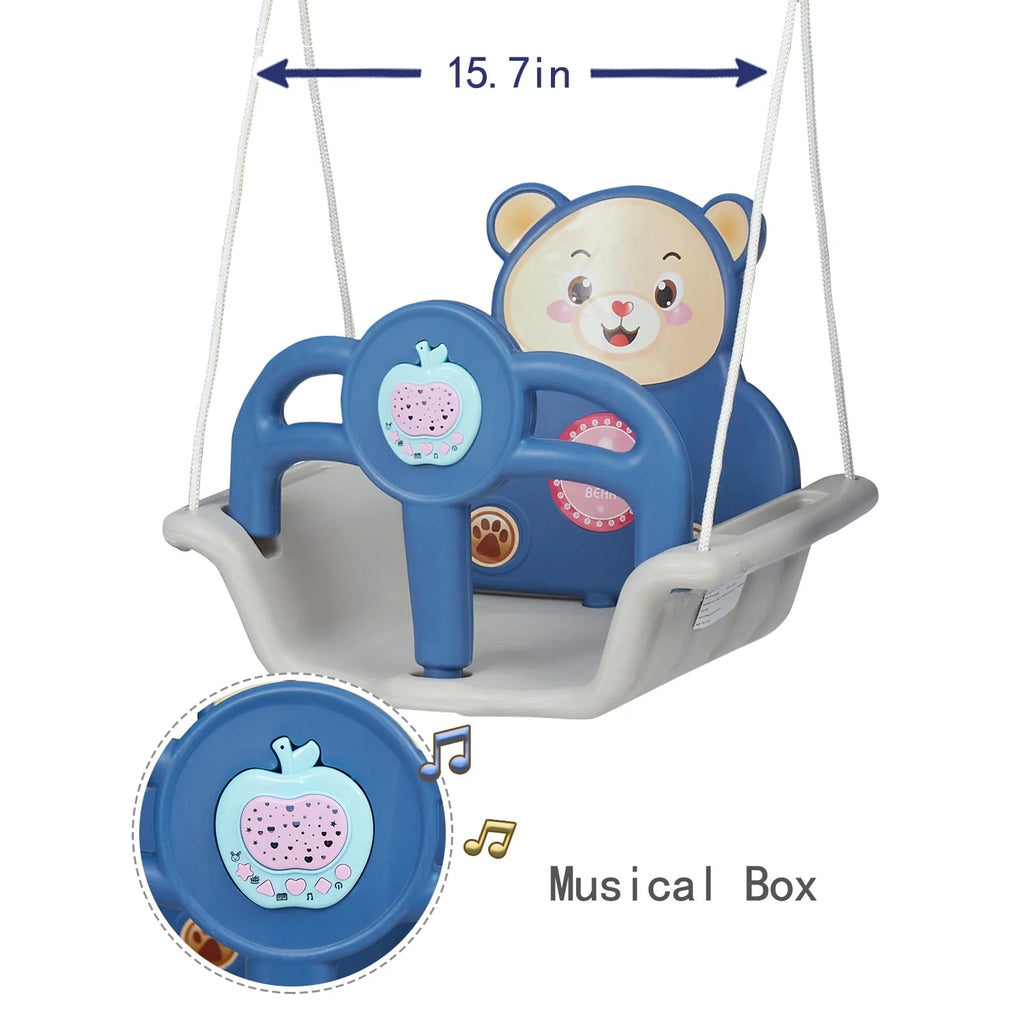 Blue Kids 5-in-1 Slides Climbing Swing Set R84304