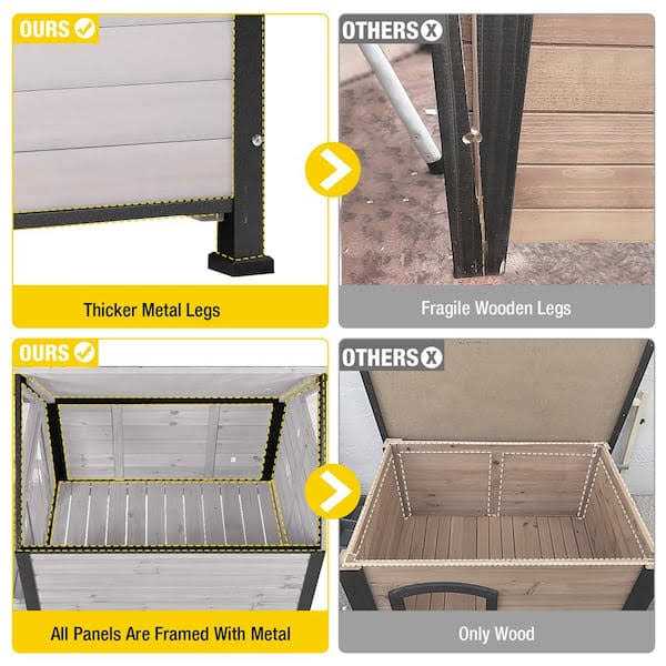 Outdoor Dog House with Porch Iron Frame R40619