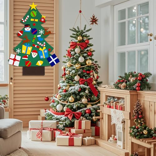 3.2 Feet Felt Christmas Tree with 32PCS Ornaments Y537