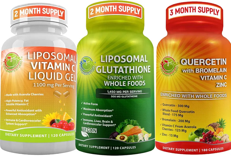 Liposomal Glutathione 500mg Vitamin C Quercetin Bromelain Zinc Supplement M92515