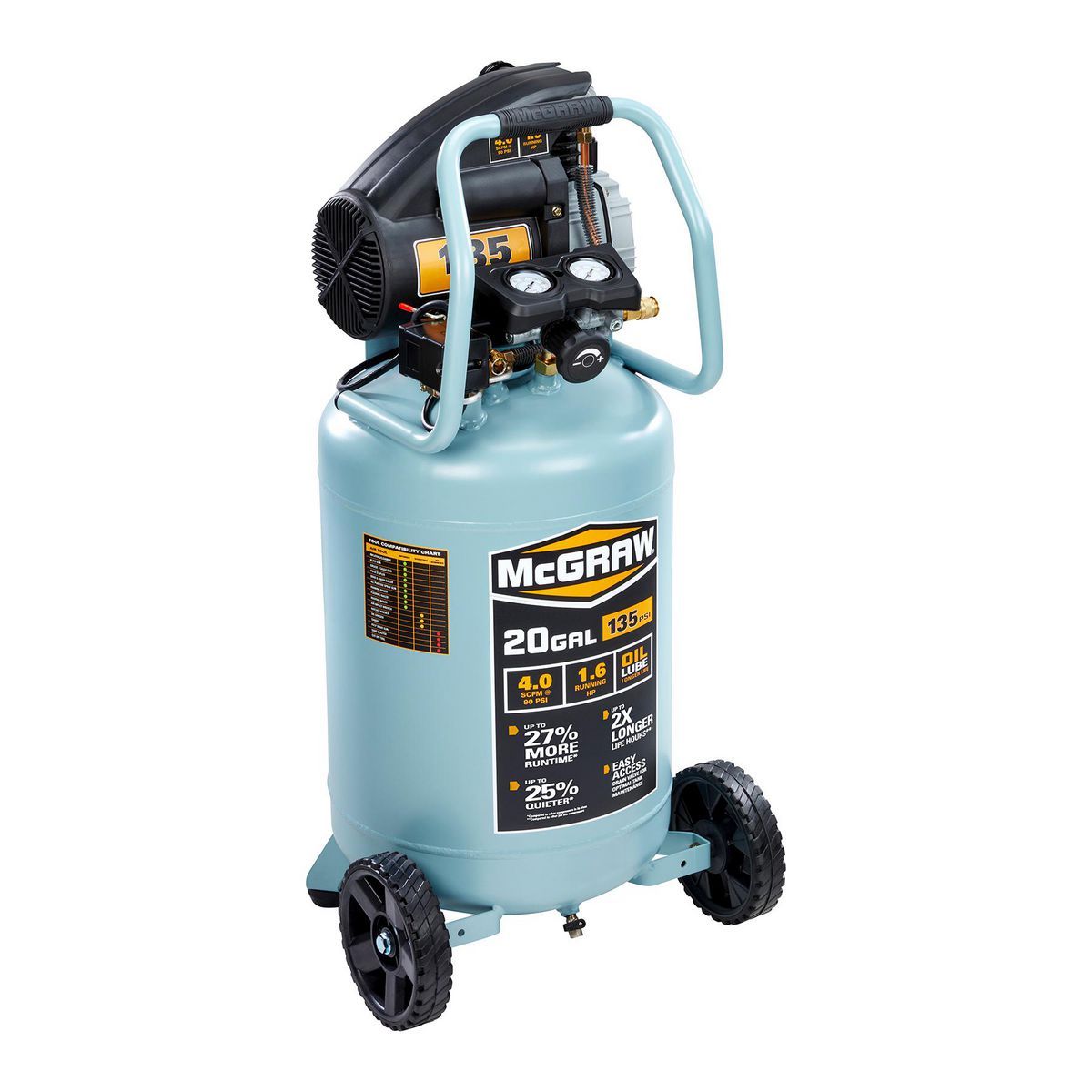20 Gallon 135 PSI Oil-Lube Vertical Air Compressor O236