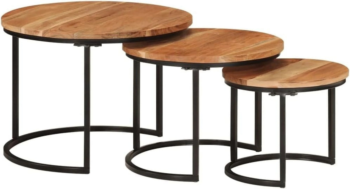 Solid Acacia Wood Nesting Side Tables Set of 3 C479